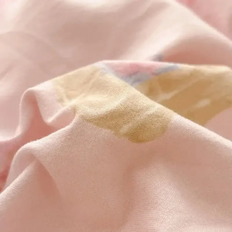 Pink floral lace cotton comforter set bedroom cozy cartoon printed
