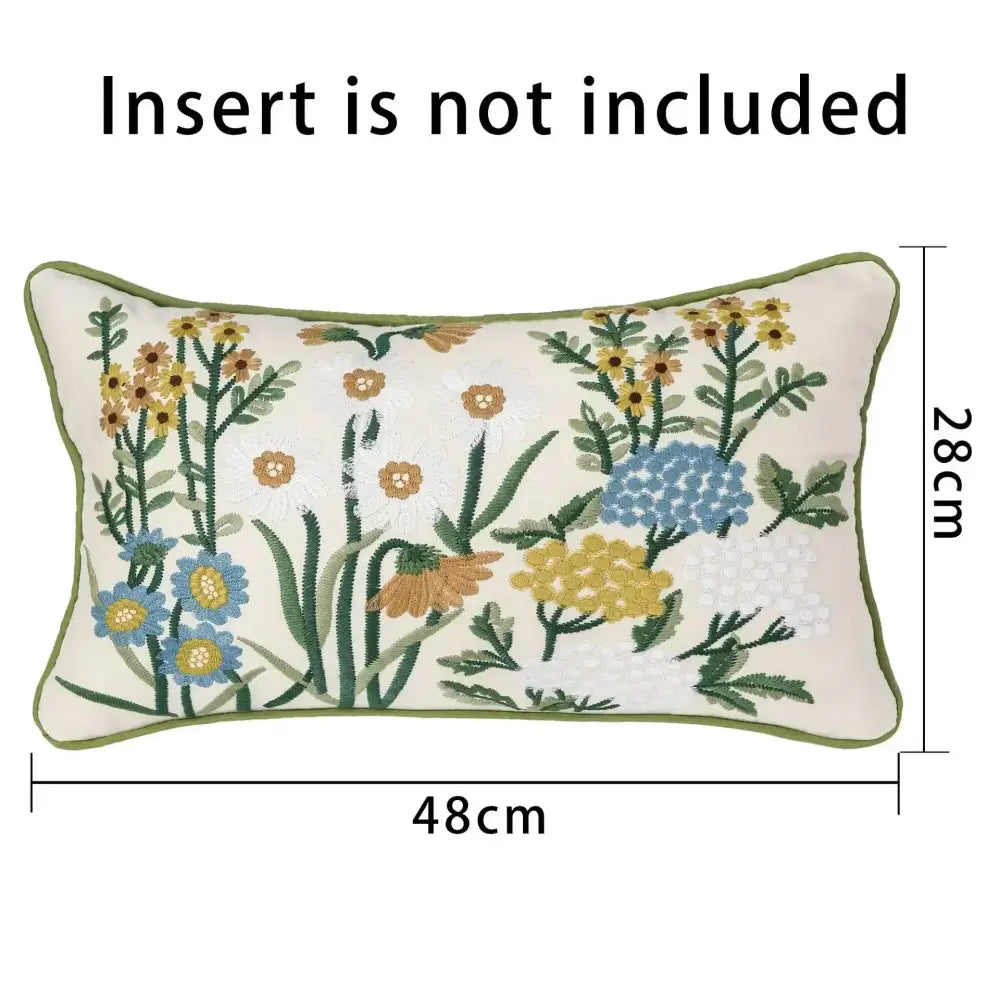 Pink flower farmhouse cushion cover cream embroidered living room