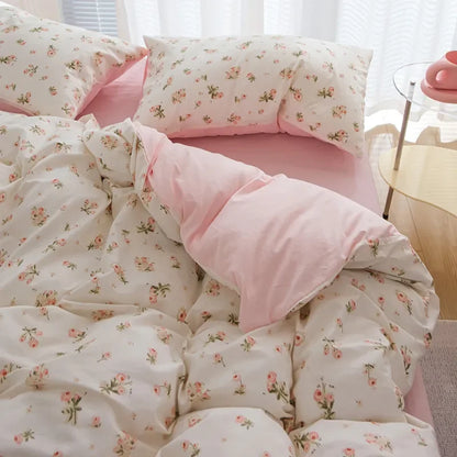 DecorBites™ Pink Flowers Duvet Cover Set for Girls and Boys