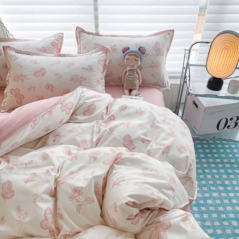 DecorBites™ Pink Flowers Duvet Cover Set for Girls and Boys