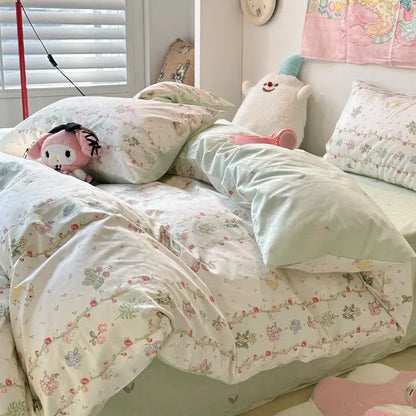 DecorBites™ Pink Flowers Duvet Cover Set for Girls and Boys