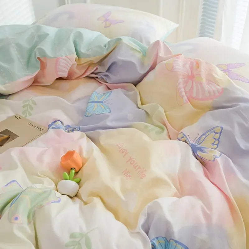 DecorBites™ Pink Flowers Duvet Cover Set for Girls and Boys