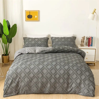 Pink geometric cut flowers quilted bedding set bedroom duvet cover
