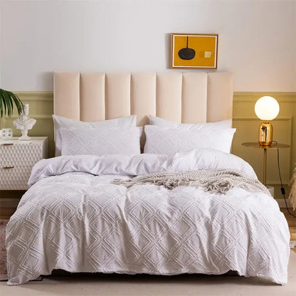 Pink geometric cut flowers quilted bedding set bedroom duvet cover