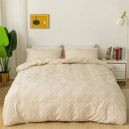 Pink geometric cut flowers quilted bedding set bedroom duvet cover