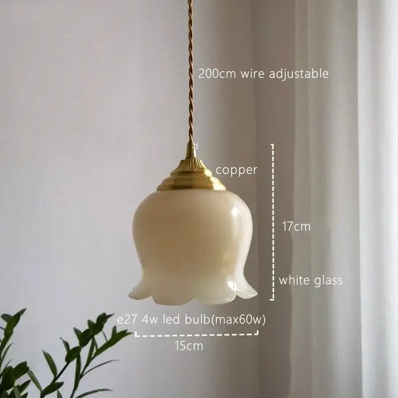 Pink glass copper led pendant light for kitchen kitchen decor