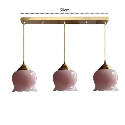 Pink glass copper led pendant light for kitchen kitchen decor