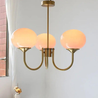 Pink glass globe designer loft pendant lights bedroom brass finish