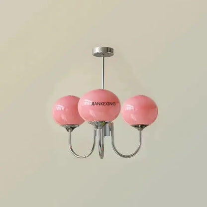 Pink glass globe designer loft pendant lights bedroom brass finish