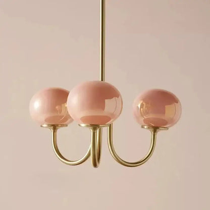Pink glass globe designer loft pendant lights bedroom brass finish