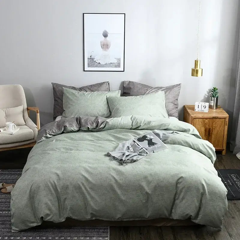 Pink & gray duvet cover set – bedroom bedding with throw blanket