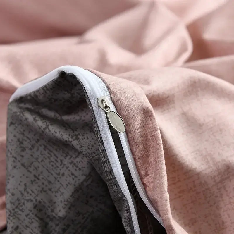 Pink & gray duvet cover set – bedroom bedding with throw blanket