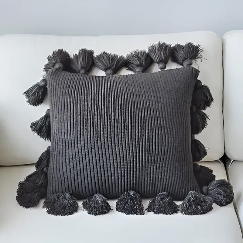Pink knit cushion cover with tassels living room pillow case