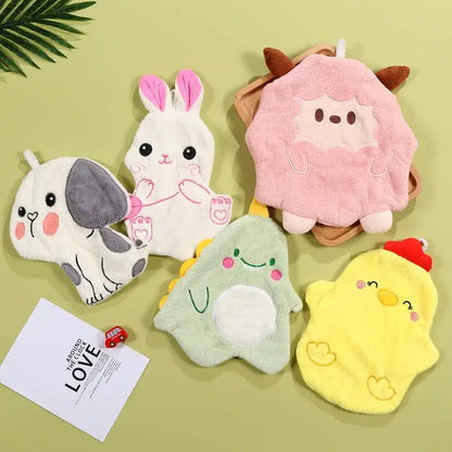 Pink lamb cartoon animal shape hand towel bathroom decor