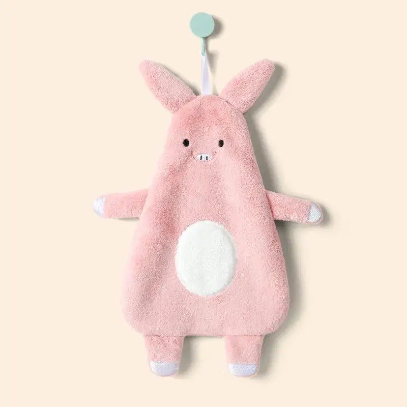 Pink lamb cartoon animal shape hand towel bathroom decor