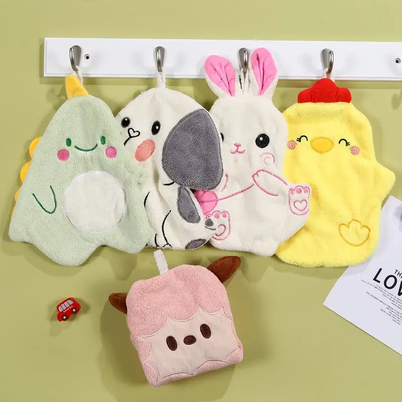 Pink lamb cartoon animal shape hand towel bathroom decor