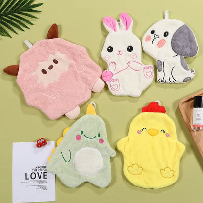 Pink lamb cartoon animal shape hand towel bathroom decor