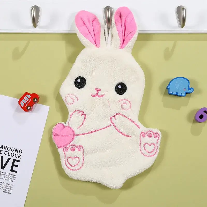 Pink lamb cartoon animal shape hand towel bathroom decor