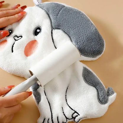 Pink lamb cartoon animal shape hand towel bathroom decor