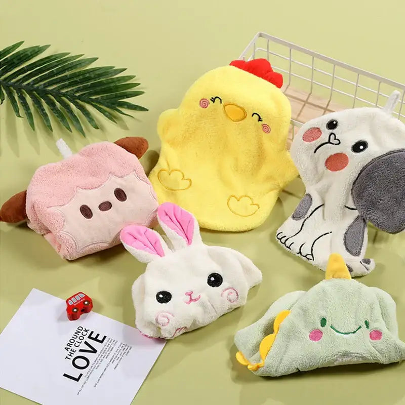 Pink lamb cartoon animal shape hand towel bathroom decor