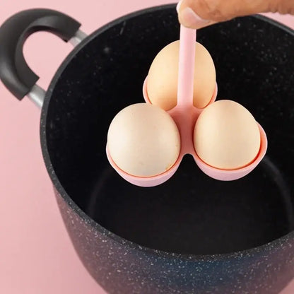 Pink & lavender silicone egg steamer tray kitchen boiler holder