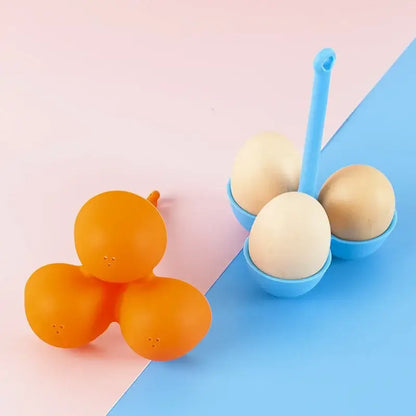 Pink & lavender silicone egg steamer tray kitchen boiler holder