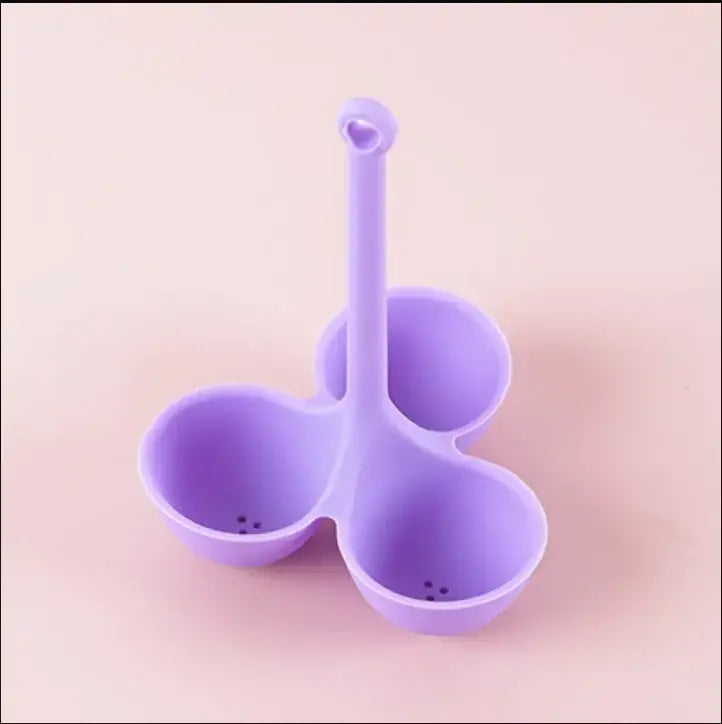Pink & lavender silicone egg steamer tray kitchen boiler holder