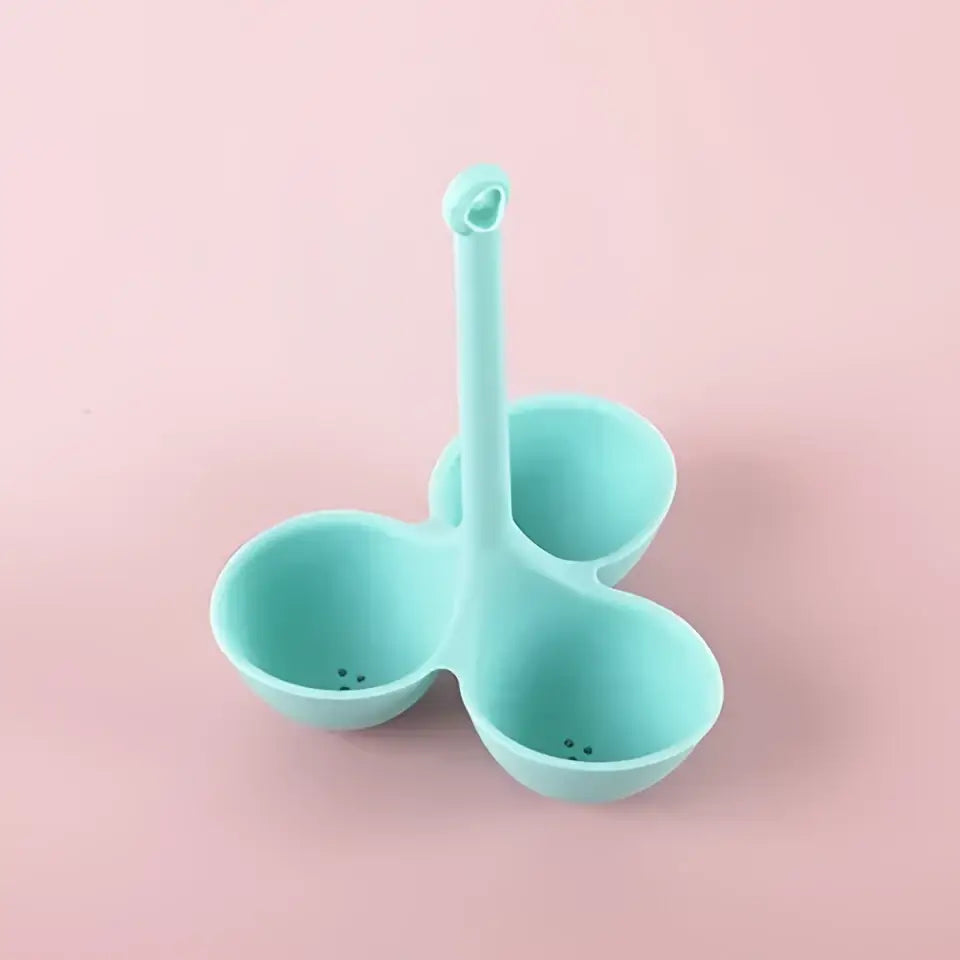 Pink & lavender silicone egg steamer tray kitchen boiler holder