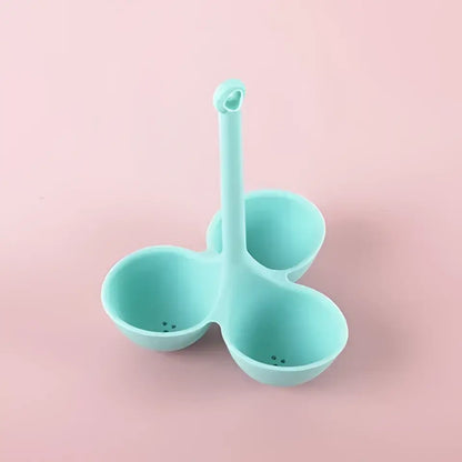 Pink & lavender silicone egg steamer tray kitchen boiler holder