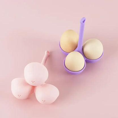 Pink & lavender silicone egg steamer tray kitchen boiler holder