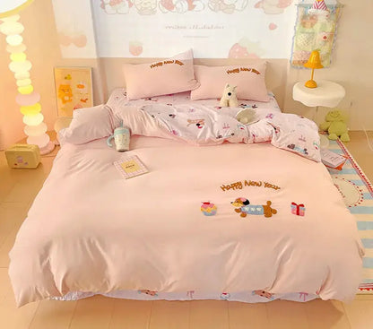 Pink new year dog bedding set bedroom cloud cotton cartoon