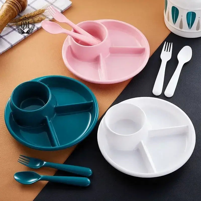 Pink plastic portion control plate dining room kids meal tray