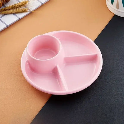 Pink plastic portion control plate dining room kids meal tray