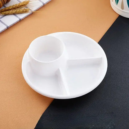 Pink plastic portion control plate dining room kids meal tray
