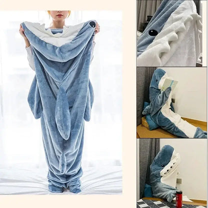Pink plush cozy shark blanket bedroom sleeping bag onesie