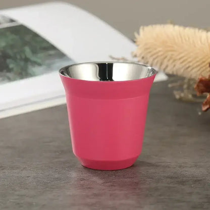 Pink red & green double wall espresso mugs kitchen set of 3