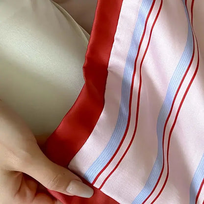 Pink & red striped cool lyocell fiber blanket set – bedroom dog decor