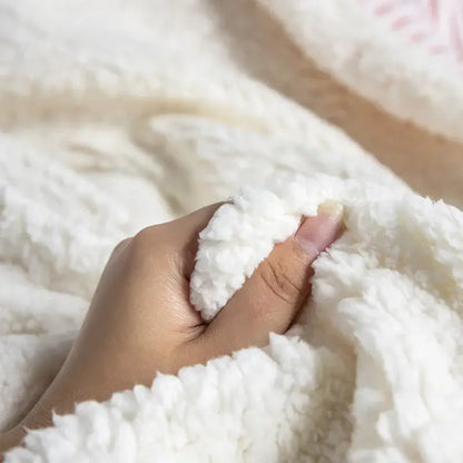 Pink ribbed plush throw blanket bedroom cozy nordic wool shawl