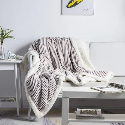 Pink ribbed plush throw blanket bedroom cozy nordic wool shawl