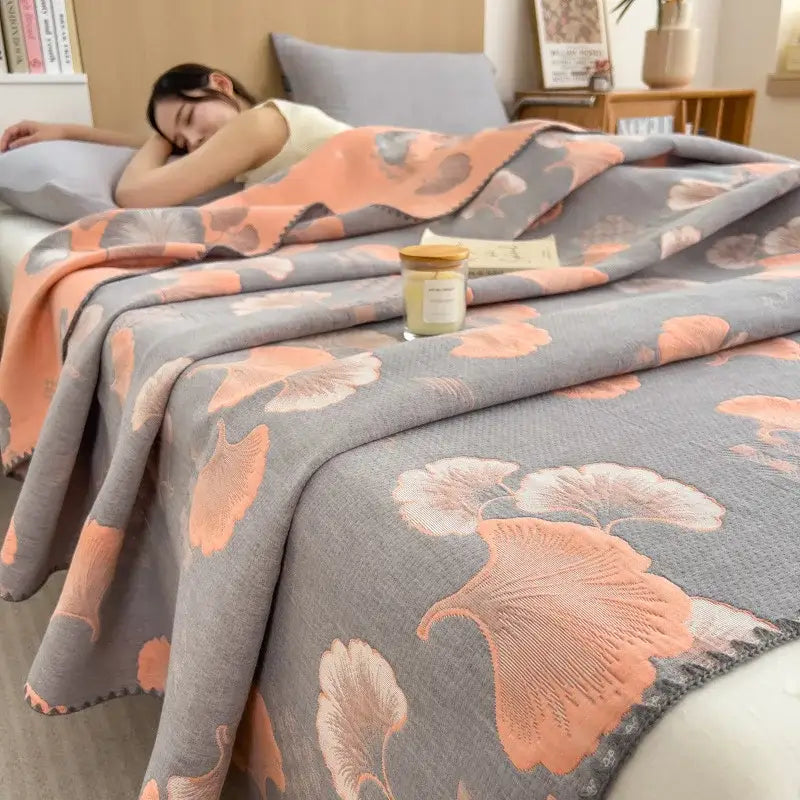 Pink ribbed teddy bear cotton towel blanket bedroom quilt