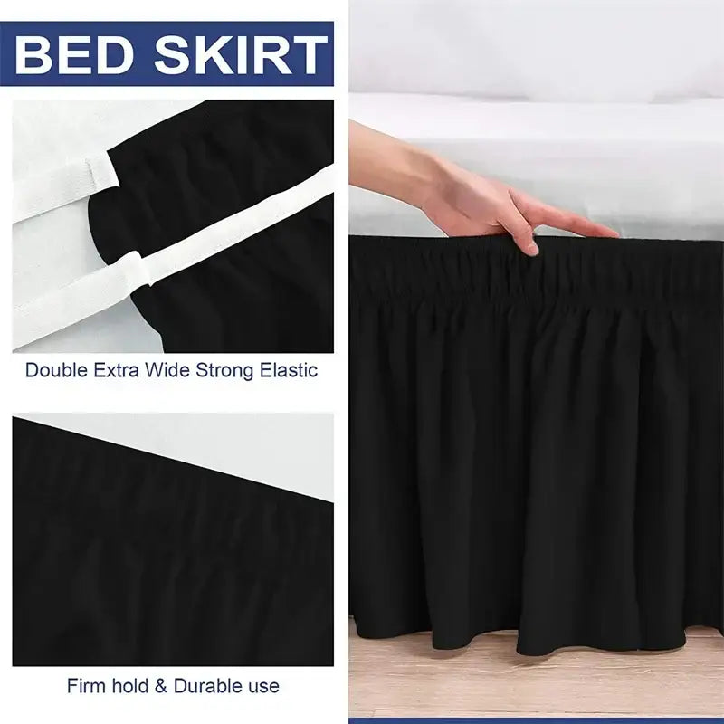 Pink ruffled elastic bed skirt bedroom solid color soft wrap around