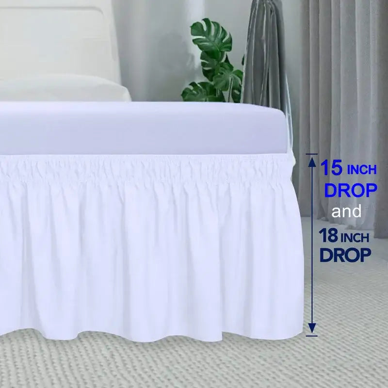 Pink ruffled elastic bed skirt bedroom solid color soft wrap around