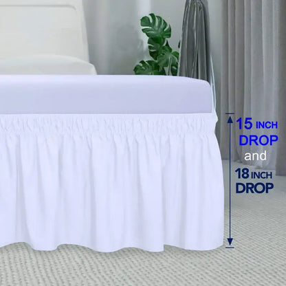 Pink ruffled elastic bed skirt bedroom solid color soft wrap around