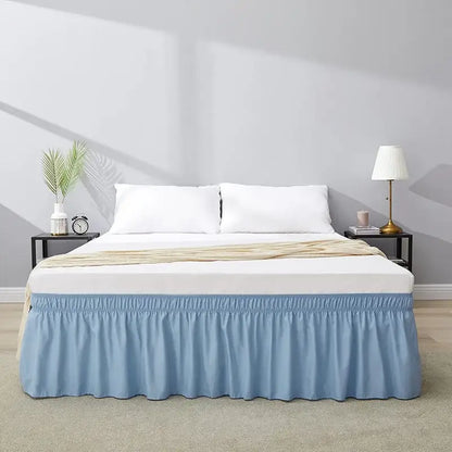 Pink ruffled elastic bed skirt bedroom solid color soft wrap around