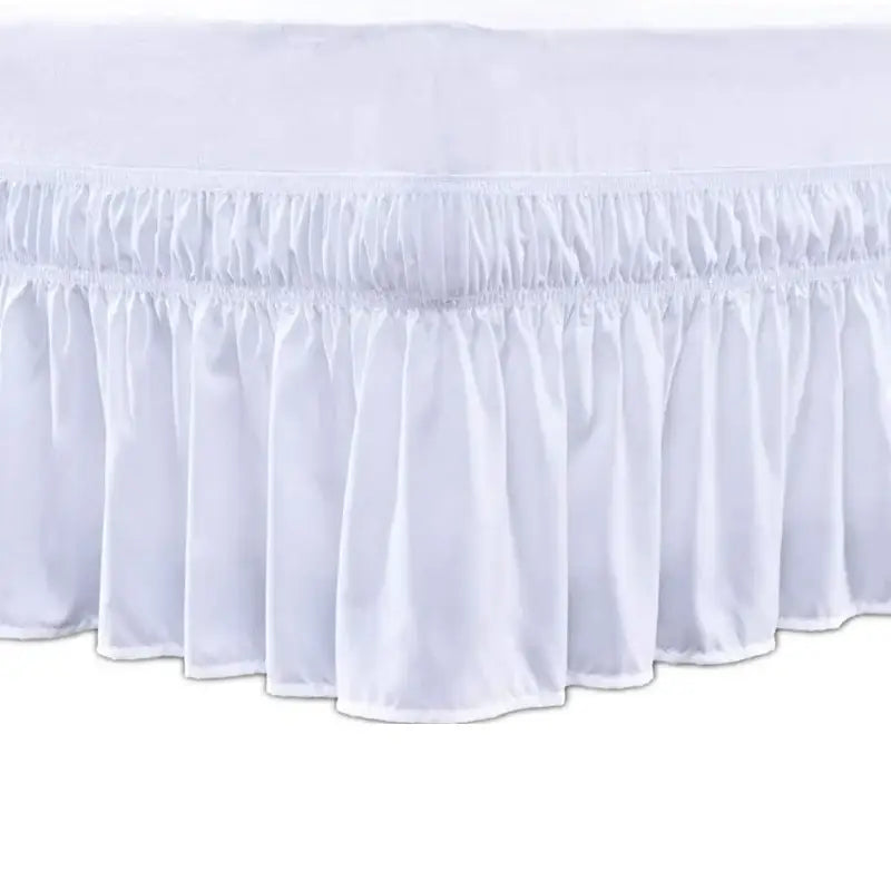 Pink ruffled elastic bed skirt bedroom solid color soft wrap around