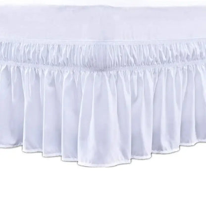 Pink ruffled elastic bed skirt bedroom solid color soft wrap around