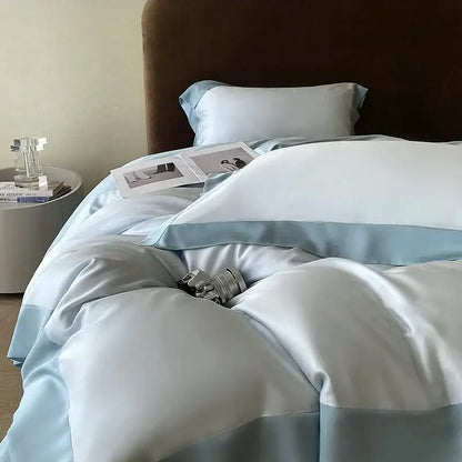 Pink satin eucalyptus fiber bedding set – bedroom luxury quilt cover