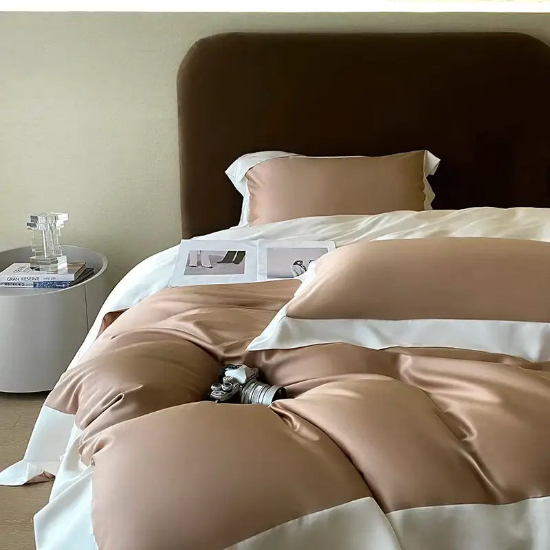 Pink satin eucalyptus fiber bedding set – bedroom luxury quilt cover