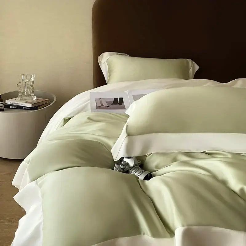 Pink satin eucalyptus fiber bedding set – bedroom luxury quilt cover