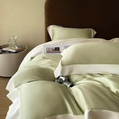 Pink satin eucalyptus fiber bedding set – bedroom luxury quilt cover